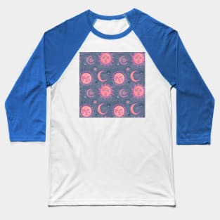 Mystical Sun and Moon Pattern design Baseball T-Shirt